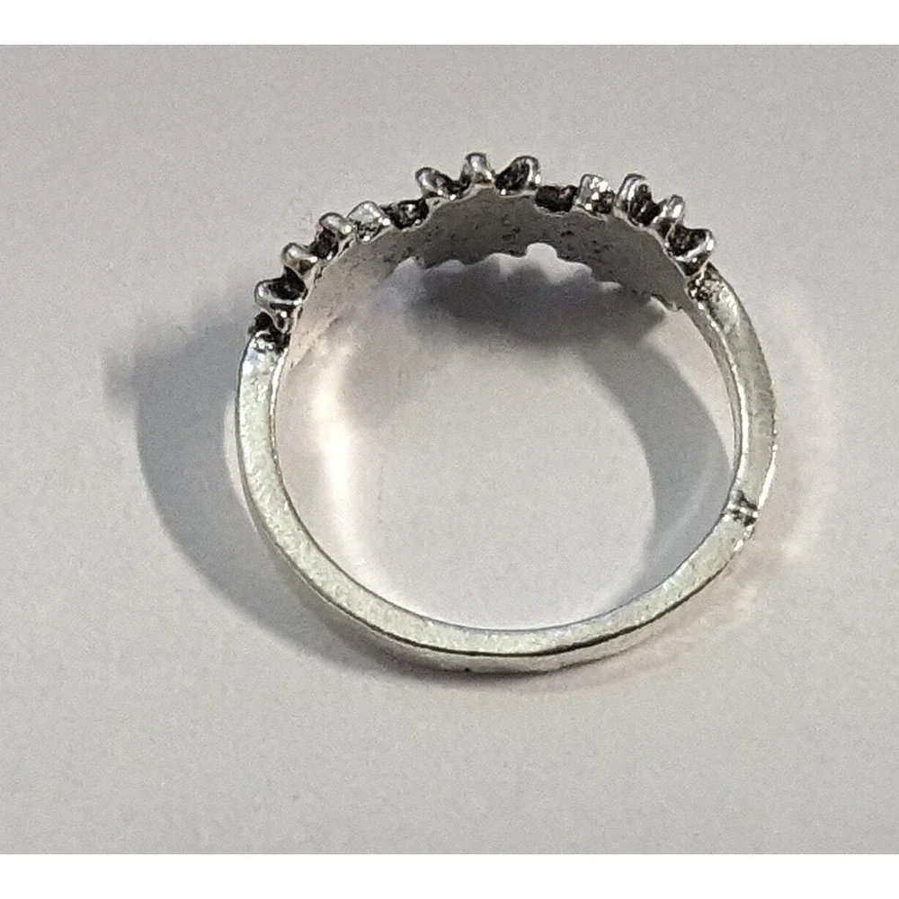 SilverTone Ring Sz 4.5 Sun Flowers Sunflowers Hippy Boho Nature Art Deco Floral